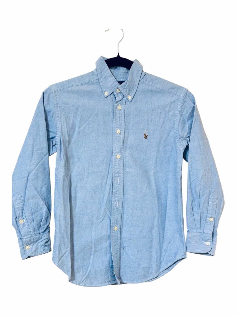 Polo Ralph Lauren Boys Blue Oxford Button Down Shirt Pony 100% Cotton Size 10
